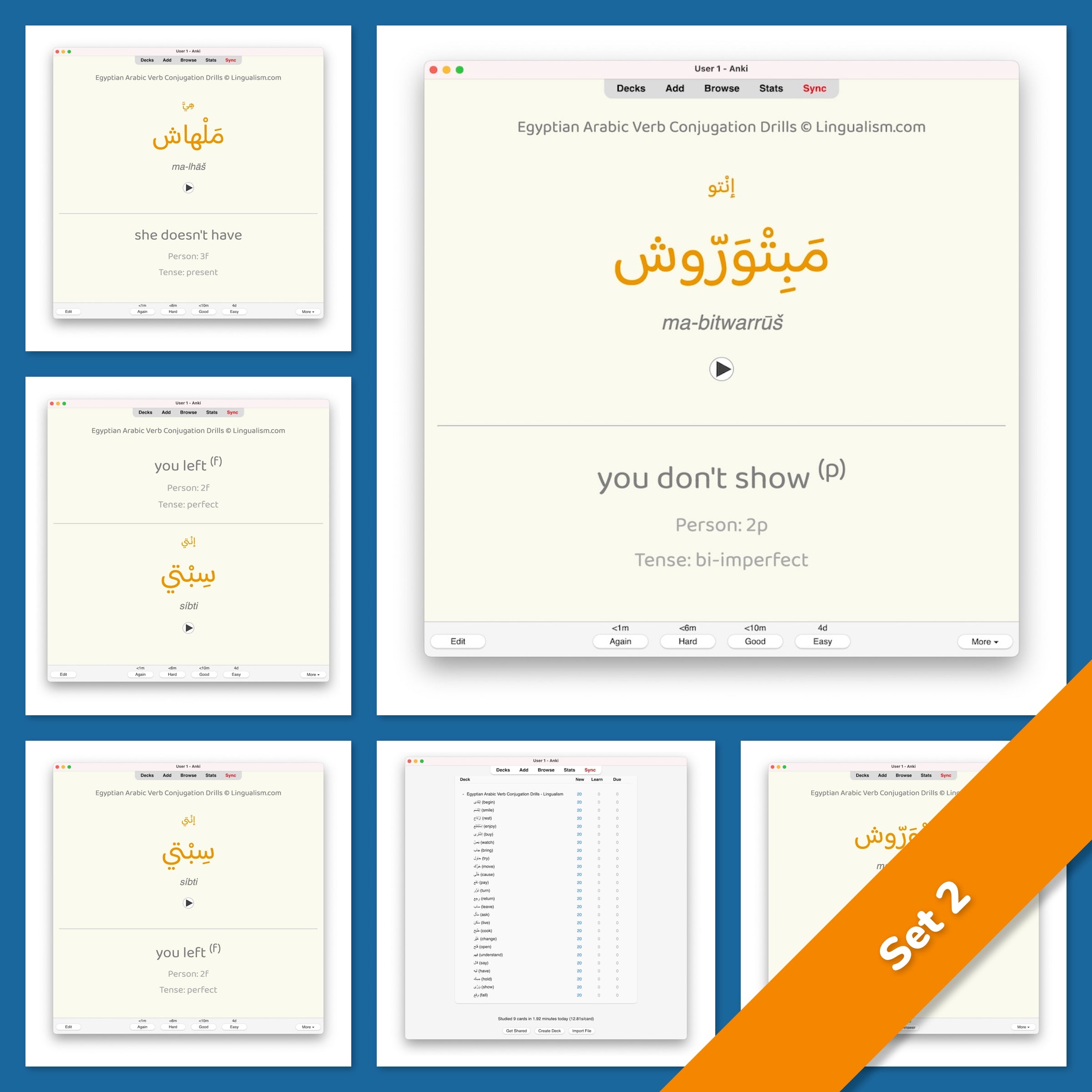 Egyptian Arabic Verb Conjugation Drills: Anki Flashcards
