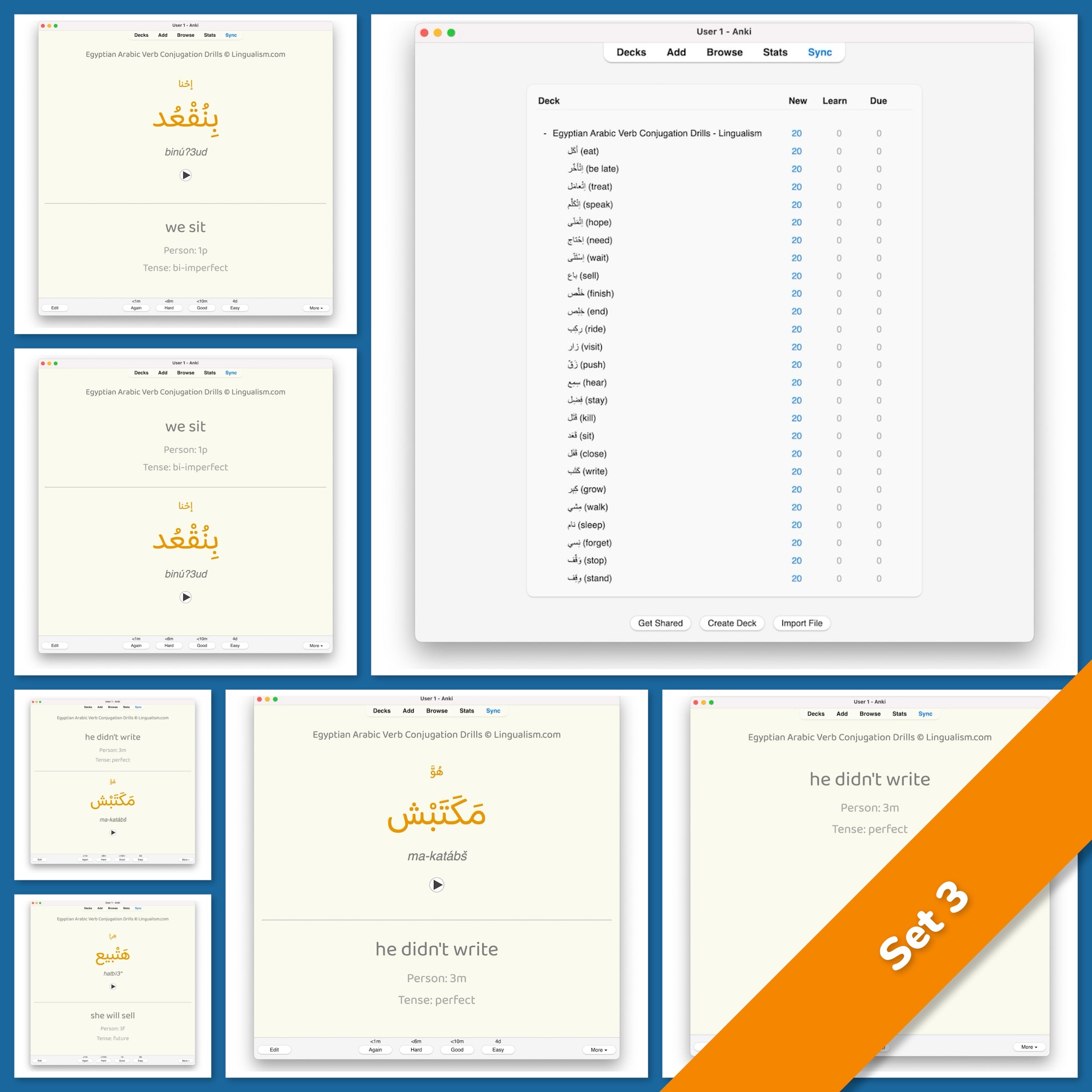 Egyptian Arabic Verb Conjugation Drills: Anki Flashcards