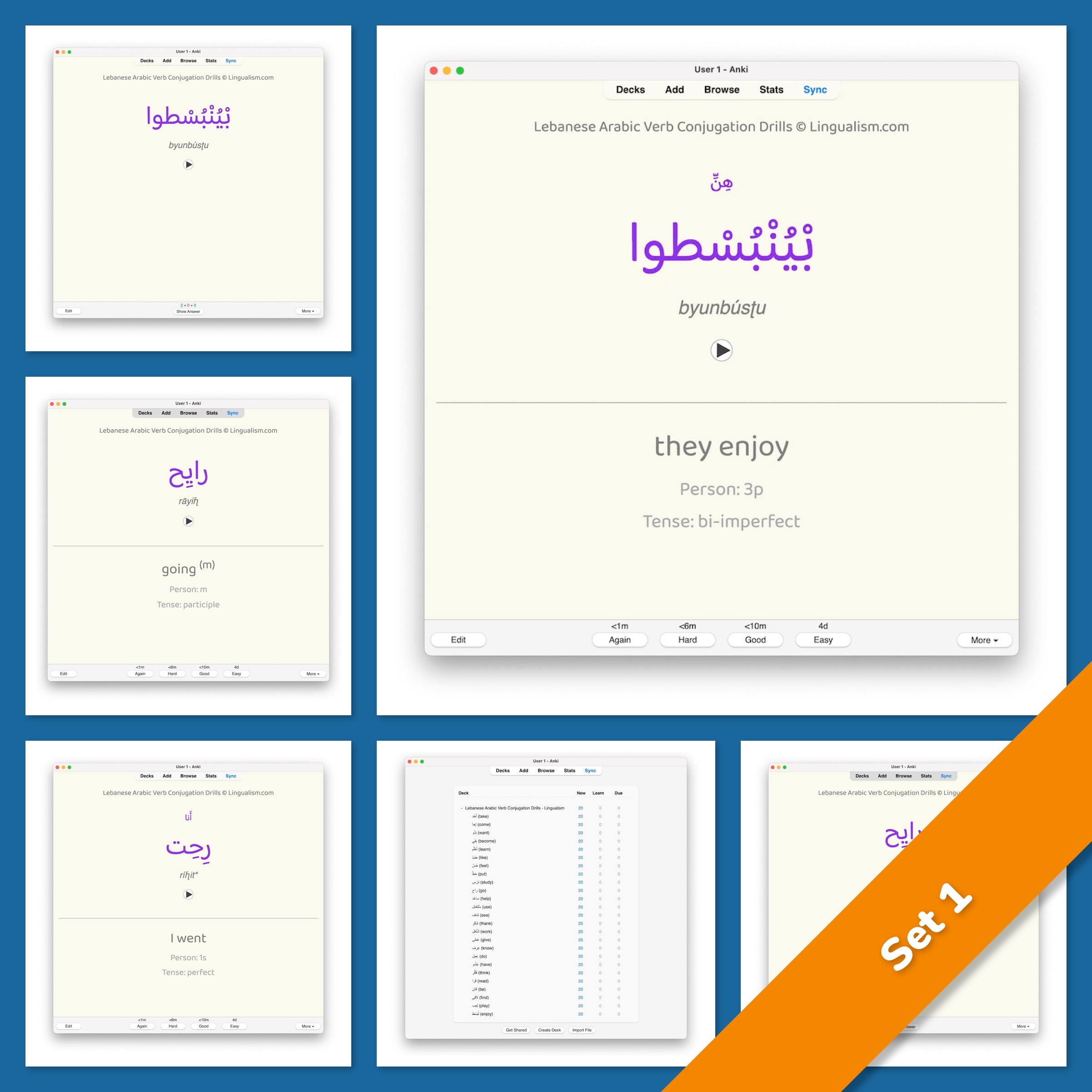 Lebanese Arabic Verb Conjugation Drills: Anki Flashcards