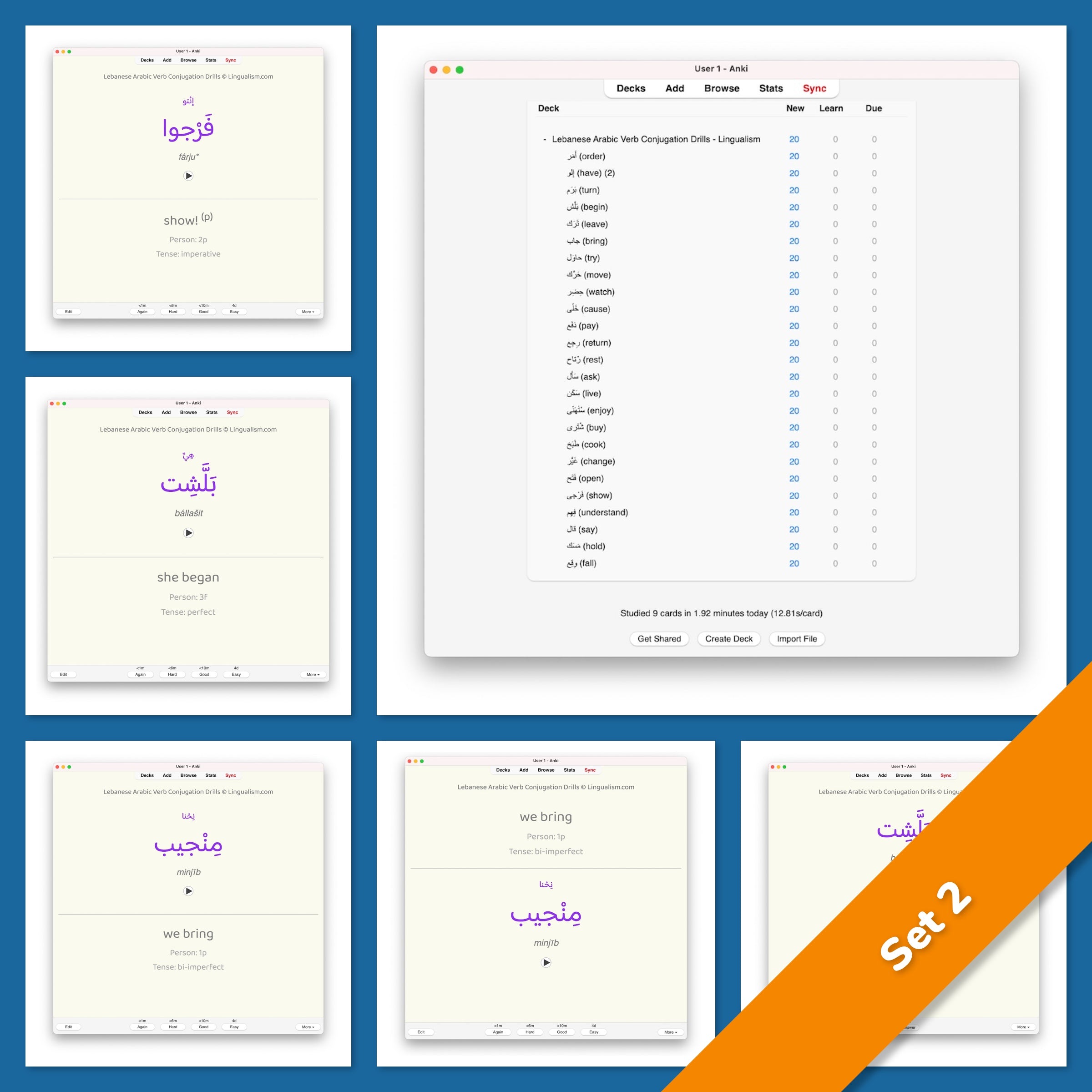 Lebanese Arabic Verb Conjugation Drills: Anki Flashcards