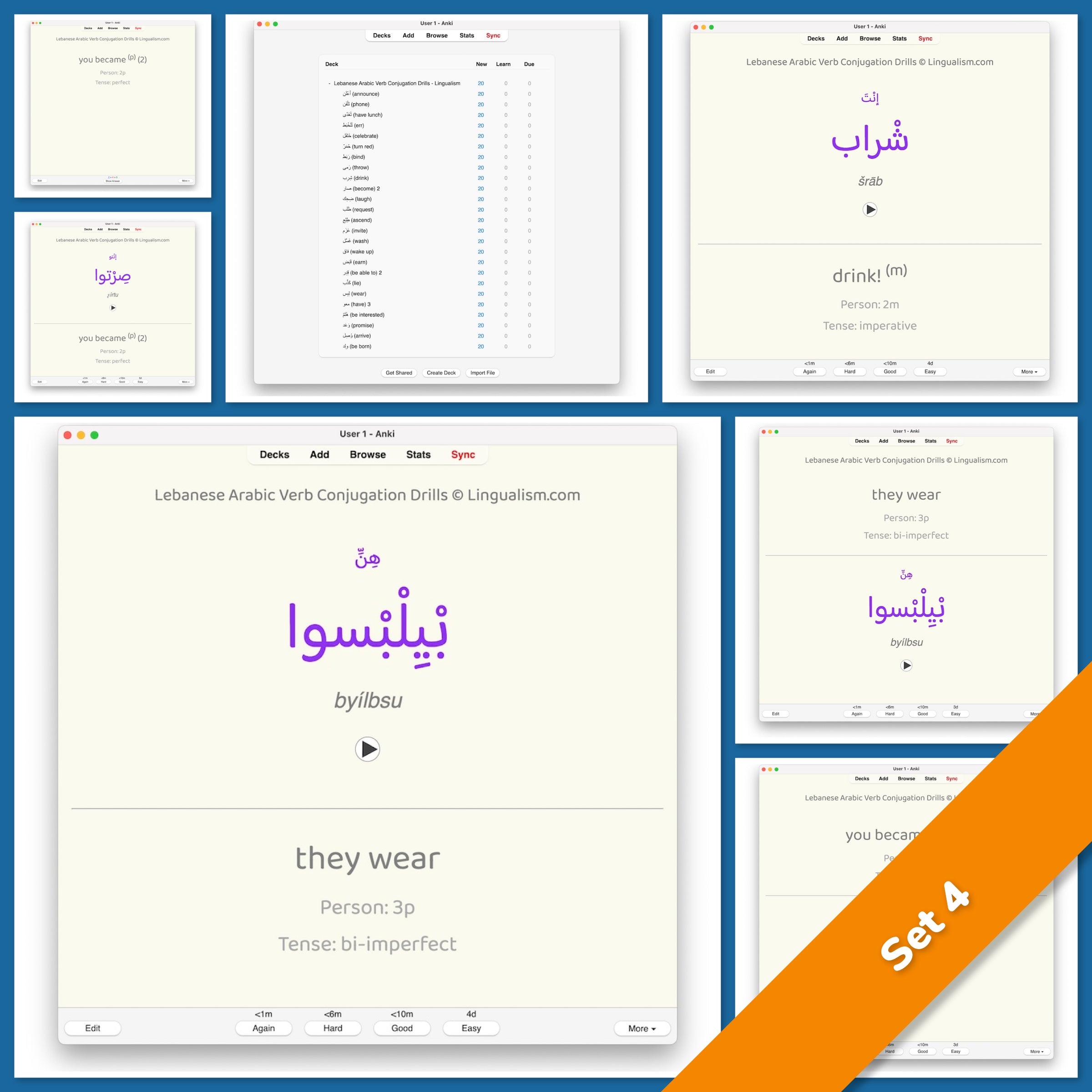 Lebanese Arabic Verb Conjugation Drills: Anki Flashcards